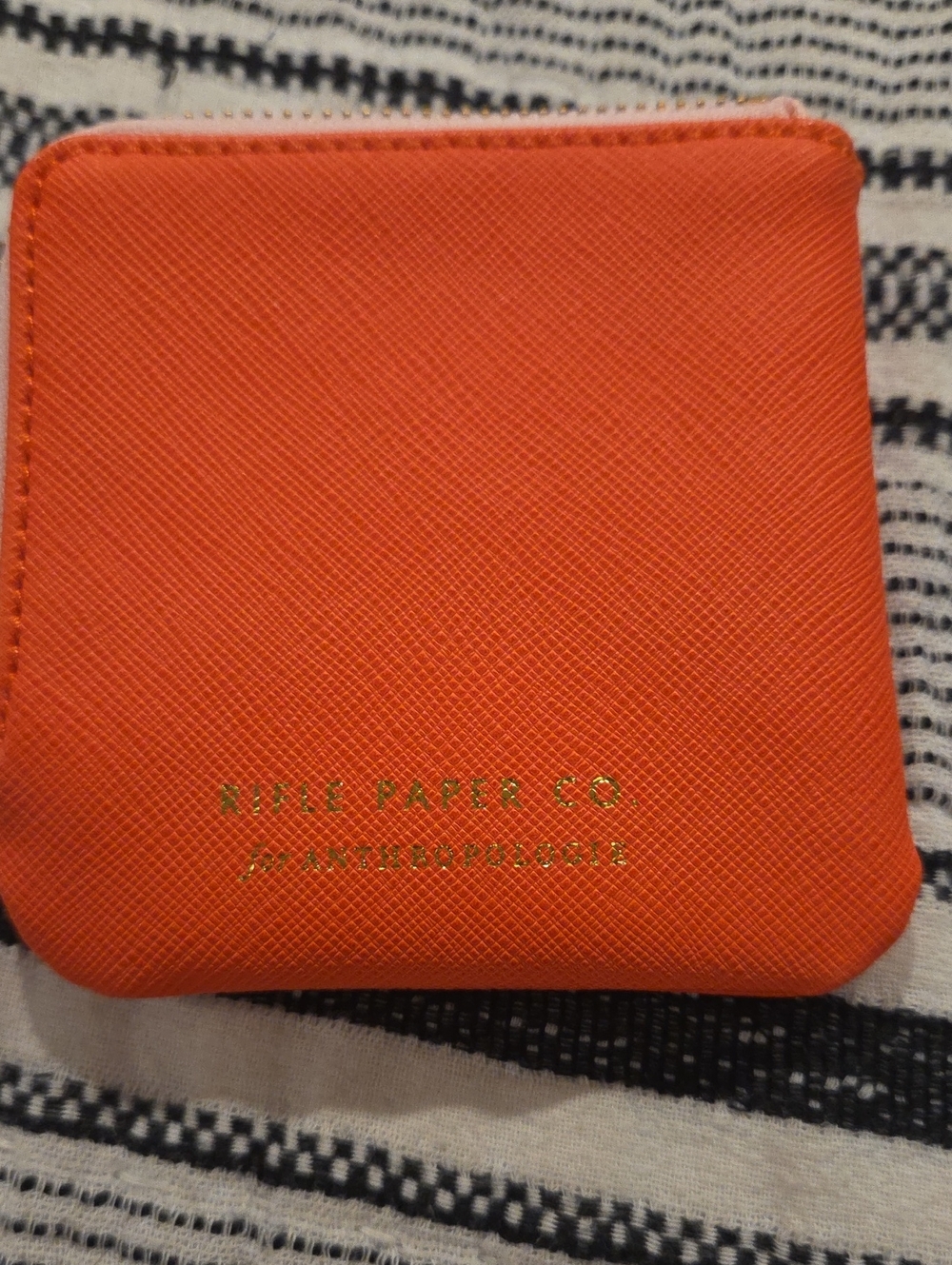 Rifle Paper Co Anthropologie bright orange gold hardware Paris coin purse Rare - Picture 2 of 5